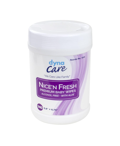 DynaCare Nice'n Fresh Premium Baby Wipes Scented, 6" x 6.75", 12can/case (1680 Count)