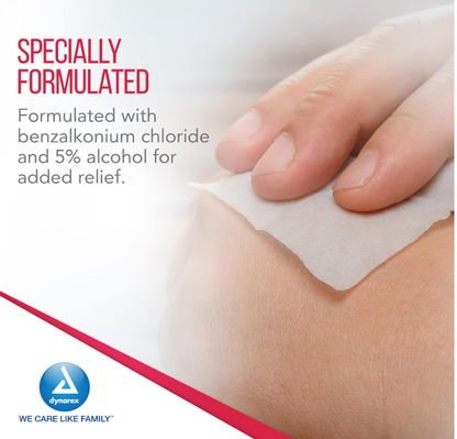 Dynarex BZK Antiseptic Towelettes, 5" x 7", 100ea/bx, 10bxs/case (1000 Count)