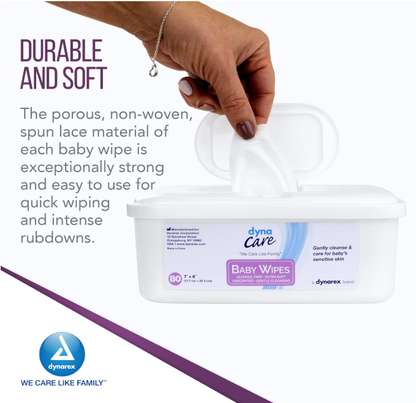 DynaCare Baby Wipes Scented, 7" x 8", 12tub/case (960 Count)