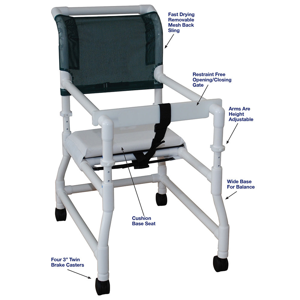 MJM International 418-3 18" internal width, 21" internal width base, 3" twin casters, height adjustable, 300 lbs weight capacity