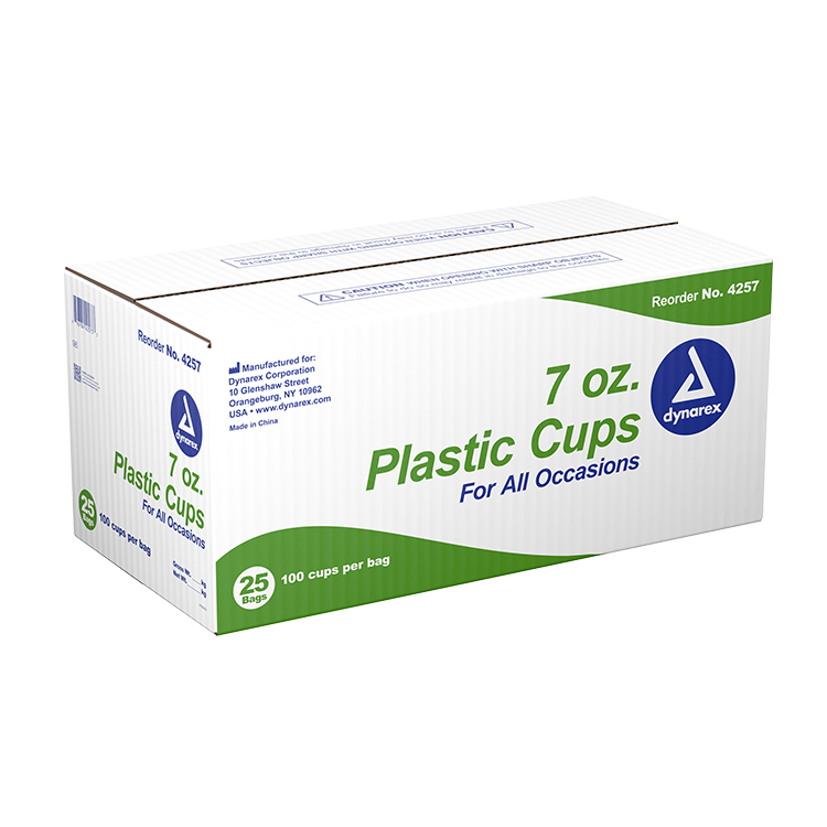 Dynarex Clear Plastic Cups - 100ea/bx, 25bxs/cs (2500 Count)