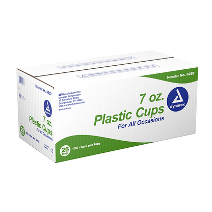 Dynarex Clear Plastic Cups - 100ea/bx, 25bxs/cs (2500 Count)
