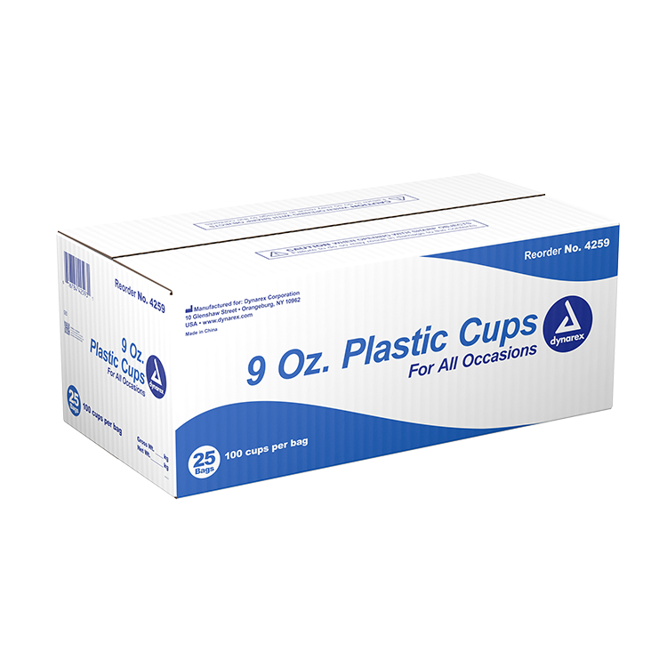 Dynarex Clear Plastic Cups - 100ea/bx, 25bxs/cs (2500 Count)