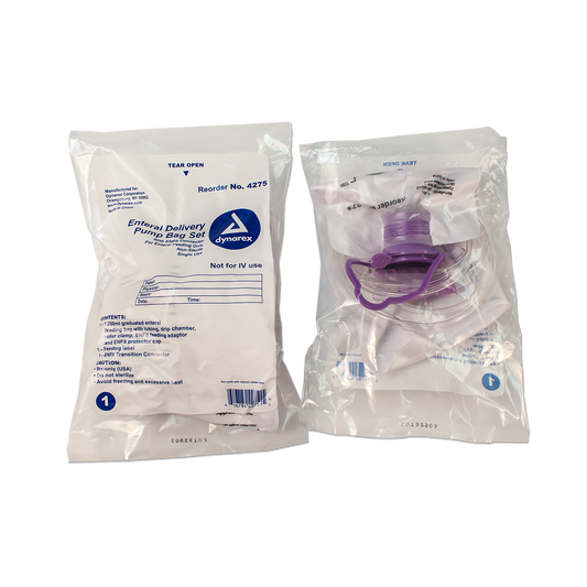 Dynarex Enteral Delivery Pump Bag Set - w/ ENFit Connector (30 Count)