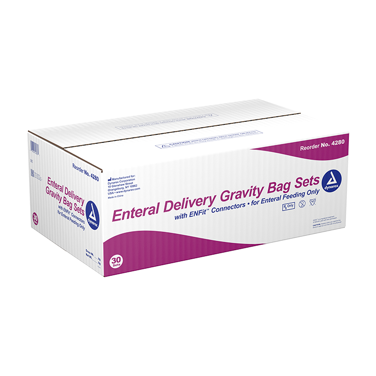 Dynarex Enteral Delivery Gravity Bag Set - w/ ENFit Connector (30 Count)