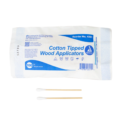 Dynarex Cotton Tipped Wood Applicators - Non-Sterile, in Pouch (10000 Count)