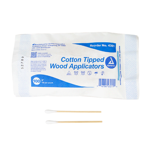 Dynarex Cotton Tipped Wood Applicators - Non-Sterile, in Pouch (10000 Count)