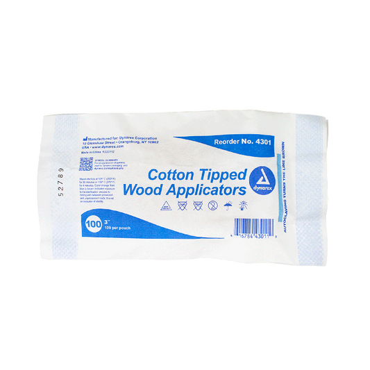 Dynarex Cotton Tipped Wood Applicators - Non-Sterile, in Pouch (10000 Count)