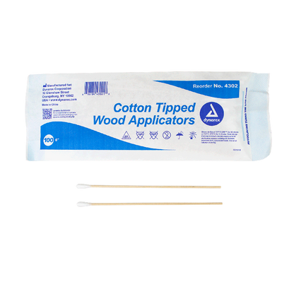 Dynarex Cotton Tipped Wood Applicators - Non-Sterile, in Pouch (10000 Count)