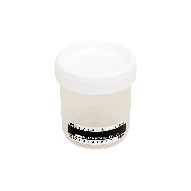 Dynarex Urine Container with Temperature Strip, 90 mL - Transparent, White (400 Count)