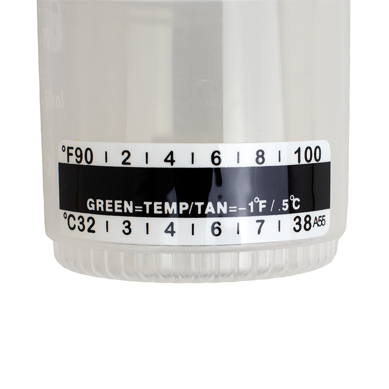 Dynarex Urine Container with Temperature Strip, 90 mL - Transparent, White (400 Count)