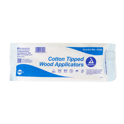 Dynarex Cotton Tipped Wood Applicators - Non-Sterile, in Pouch (10000 Count)