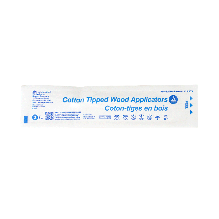 Dynarex Cotton Tipped Wood Applicators - Sterile, in Pouch (2000 Count)