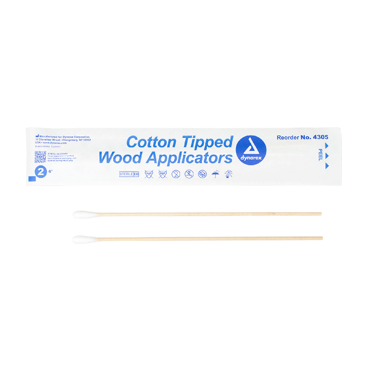 Dynarex Cotton Tipped Wood Applicators - Sterile, in Pouch (2000 Count)