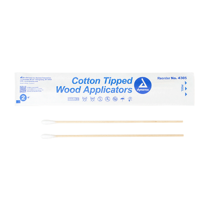 Dynarex Cotton Tipped Wood Applicators - Sterile, in Pouch (2000 Count)