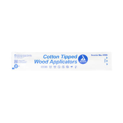 Dynarex Cotton Tipped Wood Applicators - Sterile, in Pouch (2000 Count)