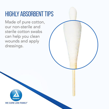 Dynarex Cotton Tip Applicators in Sealed Vial - 3" Length, 100ea/vial, 50vials/cs (5000 Count)