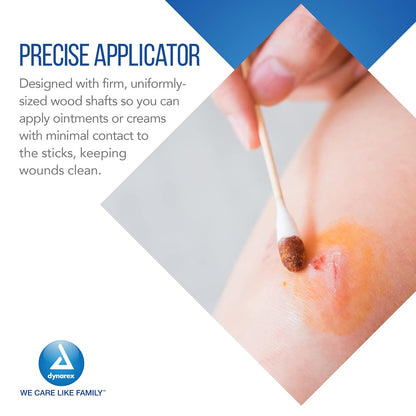 Dynarex Cotton Tip Applicators in Sealed Vial - 3" Length, 100ea/vial, 50vials/cs (5000 Count)