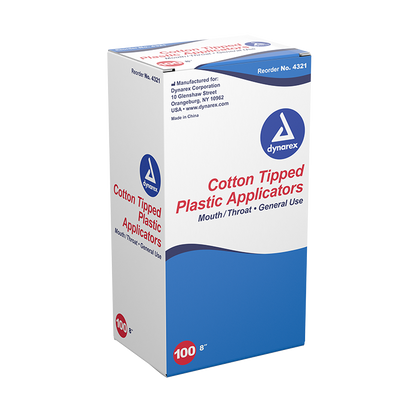 Dynarex Cotton Tipped Plastic Applicator Large Tip, 100ea/bx, 10bxs/cs (1000 Count)