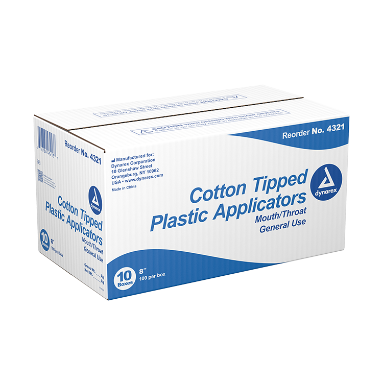 Dynarex Cotton Tipped Plastic Applicator Large Tip, 100ea/bx, 10bxs/cs (1000 Count)