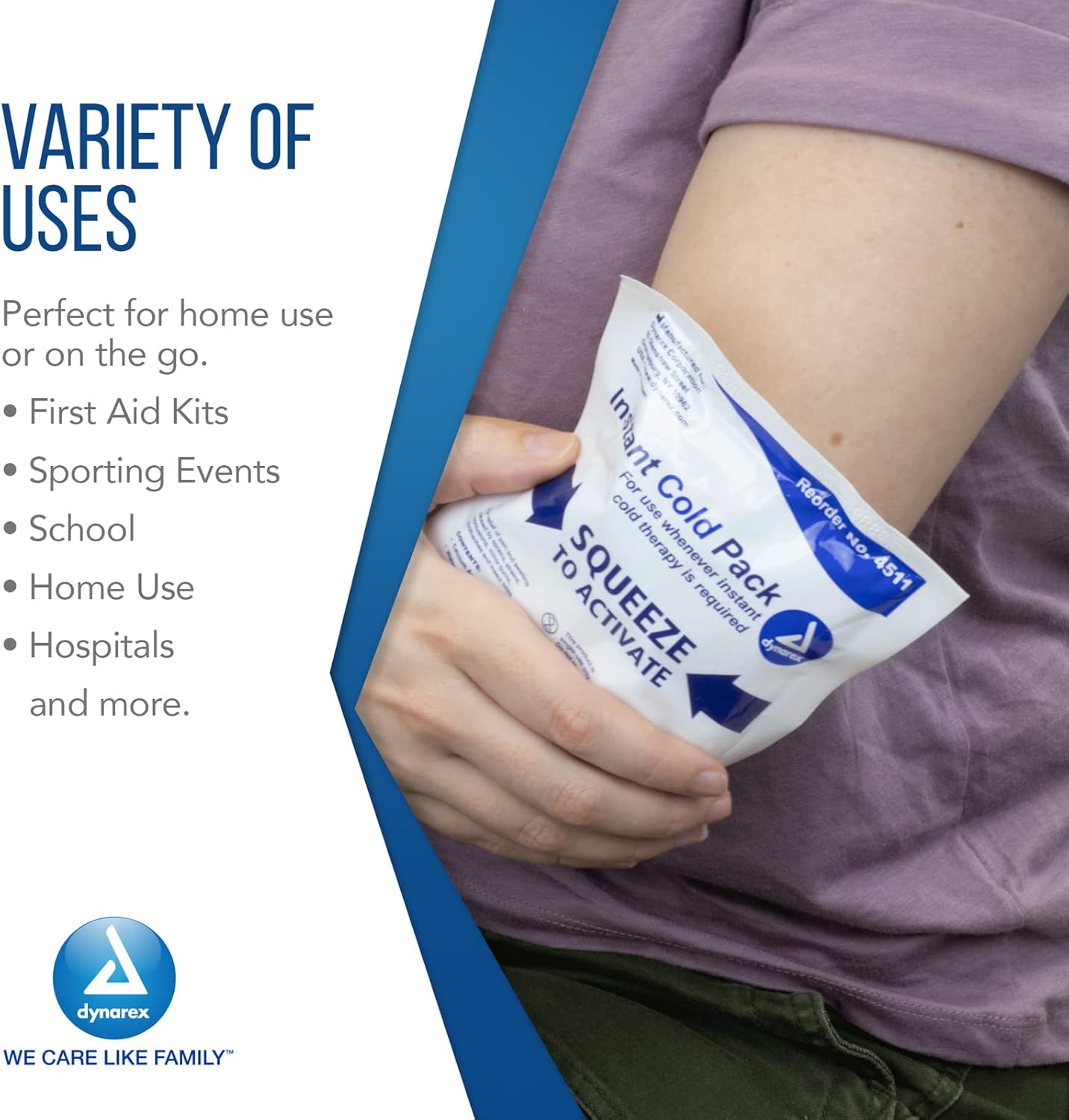 Dynarex Instant Cold Pack 4" x 5" - 2ea/bx, 36bxs/cs (72 Count)