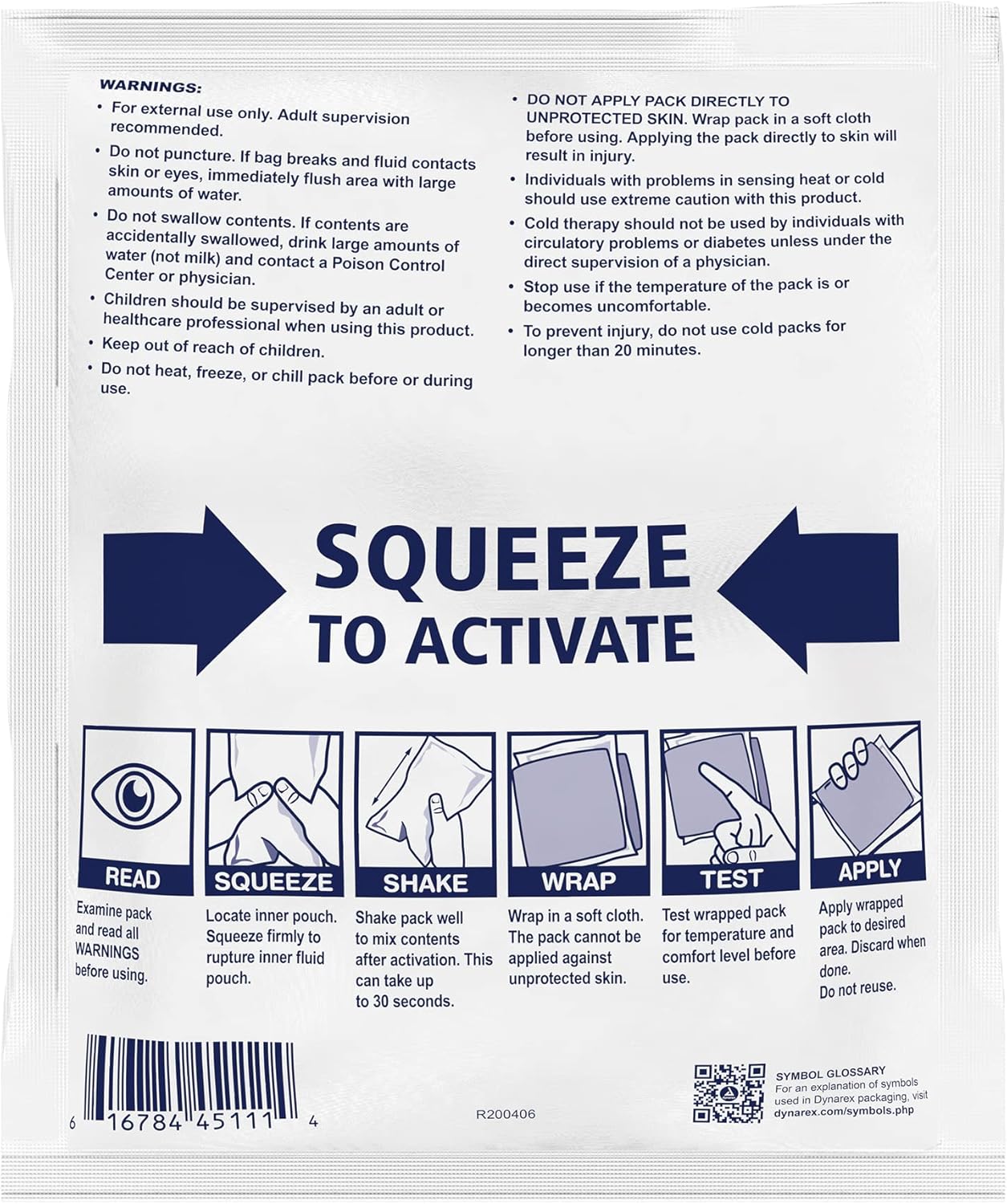 Dynarex Instant Cold Pack, 4" x 5" (72 Count)