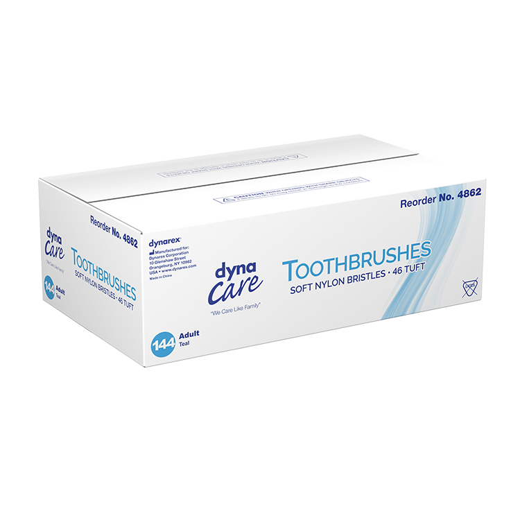 Dynarex Toothbrushes, Soft Nylon Bristles - 46 Tuft, 144ea/bx, 10bxs/cs (1440 Count)