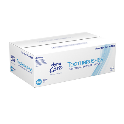 Dynarex Toothbrushes, Soft Nylon Bristles - 46 Tuft, 144ea/bx, 10bxs/cs (1440 Count)