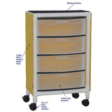 MJM International 4U4D-ISO-NBP Universal isolation cart with 4 slide out drawers, top writing shelf, no back panel, internal drawer size: 19.125" W x 14" D x 6.5" H