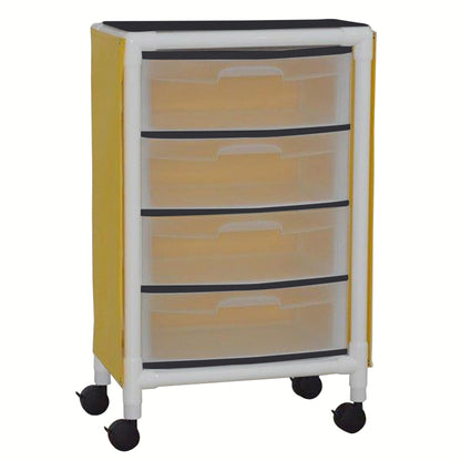 MJM International 4U4D-ISO-NBP Universal isolation cart with 4 slide out drawers, top writing shelf, no back panel, internal drawer size: 19.125" W x 14" D x 6.5" H