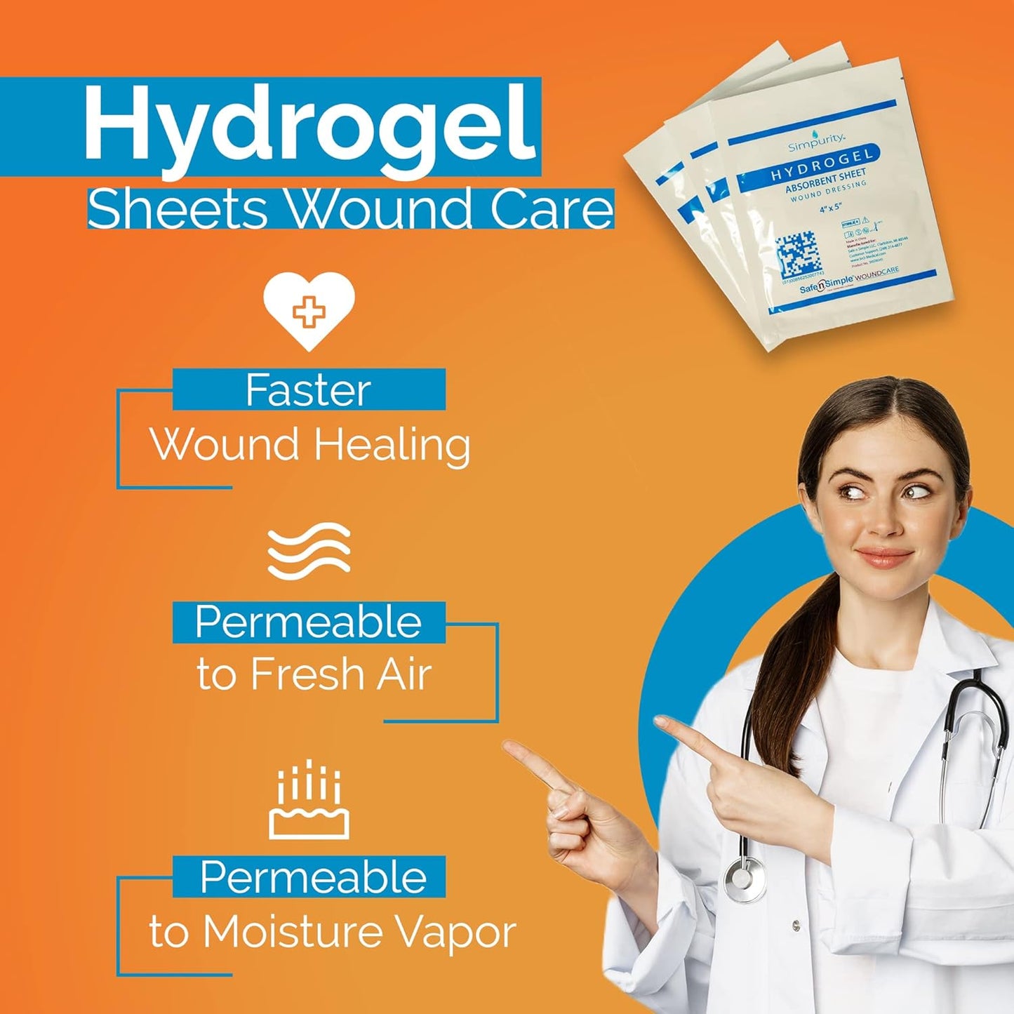 Safe N Simple Simpurity Hydrogel Absorbent Sheet Wound Dressing