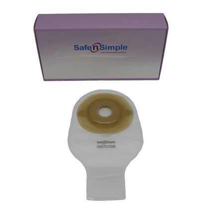 Safe N Simple 12" Convex 1-Piece Extended Wear Pre-Cut Drainable Ostomy Pouches (80 Count)