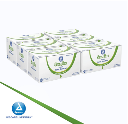 Dynarex Instant Hand Sanitizer, 2 oz. Square Bottle, 24bot/bx, 6bxs/case (144 Count)