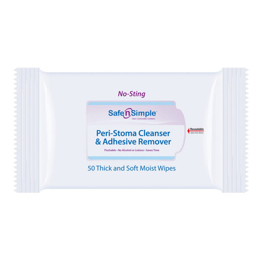 Safe N Simple Peri-Stoma Cleanser and Adhesive Remover Wipes (12 Count)