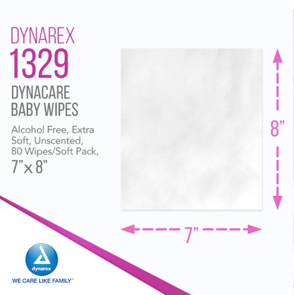 DynaCare Baby Wipes unscented w/ Plastic Lid, 7" x 8", 24pks/case (1920 Count)