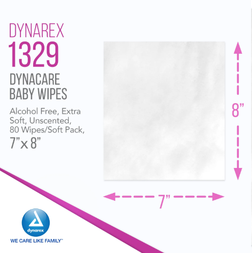 DynaCare Baby Wipes unscented w/ Plastic Lid, 7" x 8", 24pks/case (1920 Count)