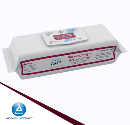 Dynarex DynaCare Premoistened Adult Washcloths, 8" x 12" Soft Pack Refill, 12pks/case (600 Count)