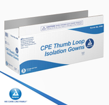 Dynarex CPE Thumb Loop Isolation Gown, Blue - 15ea/bx, 5bxs/case (75 Count)