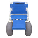 MJM International 722-ATC-ELR-YW-GRW-KD All Terrain Beach Wheelchair Heavy Duty Wheels Non-Corrosive Plastic Bearings, 2 Swivel And 2 Rigid Wheels, Padded Cushion Seat, User-Friendly Elevating Leg Rest