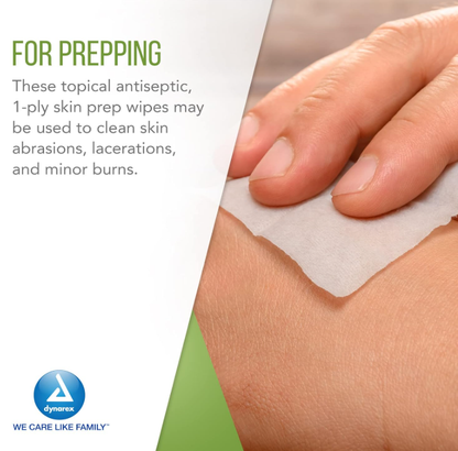 Dynarex Alcohol Prep Pad - Sterile, Medium, 200/bx, 10bxs/case (2000 Count)