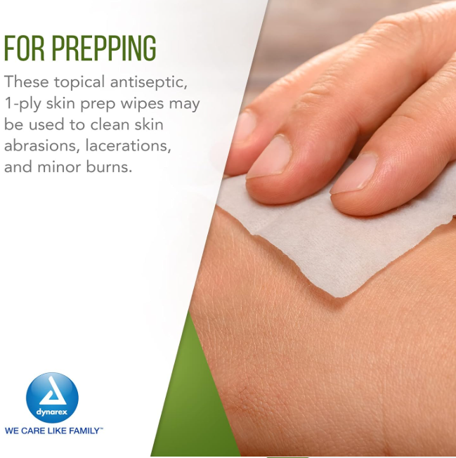 Dynarex Alcohol Prep Pad - Sterile, Large, 100/bx, 10bxs/case (1000 Count)