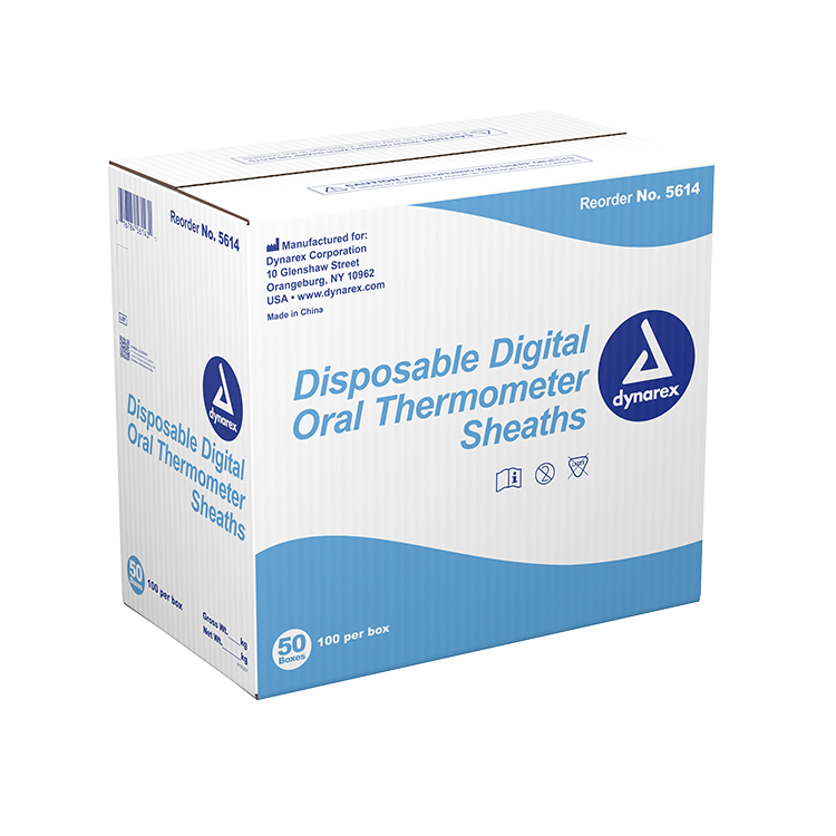Dynarex Disposable Digital Oral Thermometer Sheaths - 100ea/bx, 50bxs/cs (5000 Count)