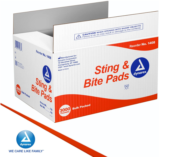 Dynarex Sting & Bite Pad, 3000ea/cs (3000 Count)