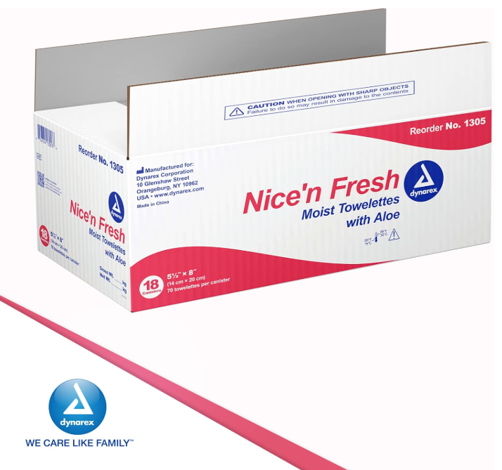 Dynarex Nice'n Fresh Towelette, 5.5" x 8", 18can/case (1260 Count)