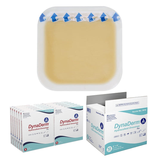 Dynarex DynaDerm - Hydrocolloid Dressing - Thin, 6" x 6", 5ea/bx, 12bxs/cs (60 Count)