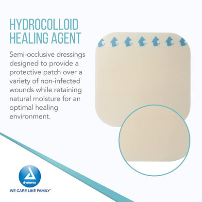 Dynarex DynaDerm - Hydrocolloid Dressing - Extra Thin, 6" x 6", 5ea/bx, 12bxs/cs (60 Count)