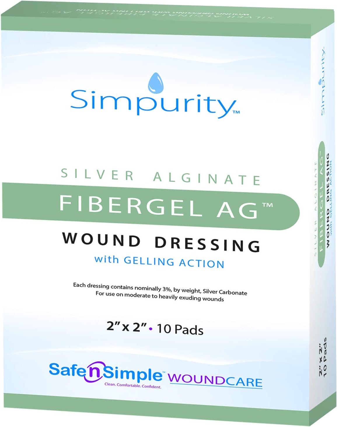 Safe N Simple Simpurity Silver Alginate Fibergel AG Wound Dressing (100 Count)