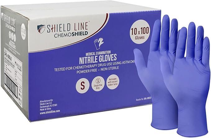 MedPride Shield Line Medical Exam Nitrile Gloves 4 Mil Thick ChemoShield Non-Sterile Powder Free - 100 Gloves / Case of 10 (1000 count)