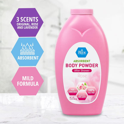 MedPride Body Powder w/seal - Pink Bottle - 13 oz, 24/cs.