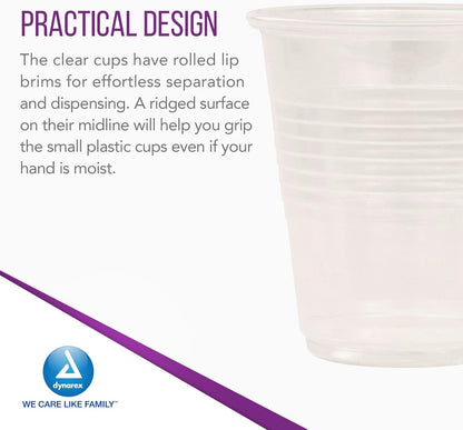 Dynarex Clear Plastic Cups - 100ea/bx, 25bxs/cs (2500 Count)